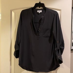Dark gray v neck 3/4 length top! Size large
